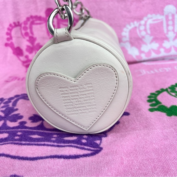 Vintage White Juicy Couture Purse Barrel Bag Handbag Satchel Y2K - Picture 10 of 13